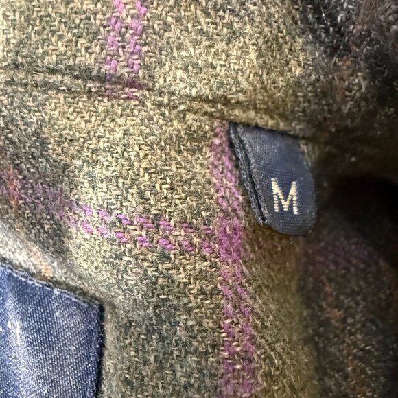 Bruli Long Sleeve Button Up Plaid Shirt Olive Green Purple Dk. Gray Sz Medium - Picture 3 of 9